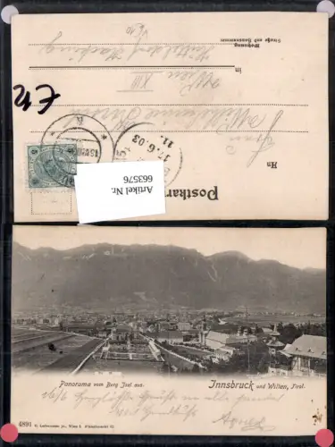 663576,Innsbruck u. Wilten Panorama v. Berg Isel aus pub C. Ledermann 4891