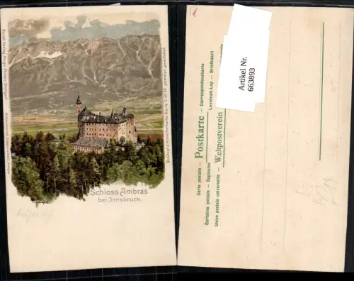 663893,Künstler Lithographie Otto Strützel Schloss Ambras Amras Innsbruck