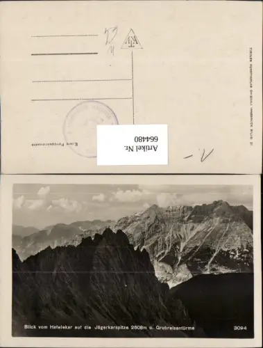 664480,Foto Ak Innsbruck Blick v. Hafelekar a. Jägerkarspitze Grubreisentürme