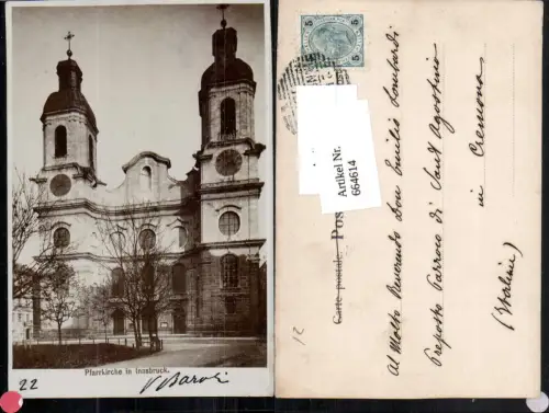 664614,tolle Foto-AK Innsbruck Pfarrkirche pub Fritz Gratl