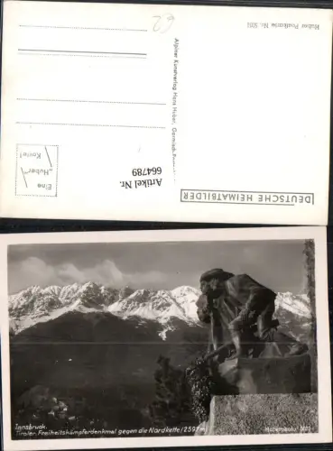 664789,Foto Ak Innsbruck Tiroler Freiheitskämpferdenkmal geg. d. Nordkette