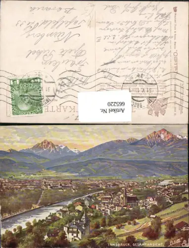 665220,Künstler Ak Innsbruck Gesamtansicht pub Raphael Tuck Son 664B