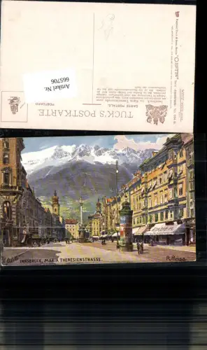 Künstler AK R. Preuss Innsbruck Maria Theresienstrasse Litfasssäule pub Tuck