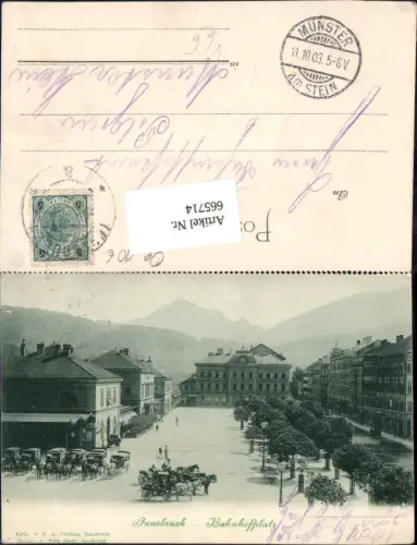 665714,Innsbruck Bahnhof Bahnhofplatz Kutschen 1900 pub Fritz Gratl