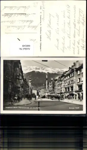 668249,Foto Ak Innsbruck Maria Theresienstraße mit Nordkette Annasäule