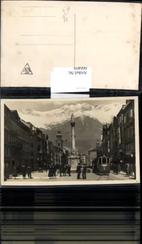 668459,Foto Ak Innsbruck Maria Theresienstraße Annasäule Straßenbahn