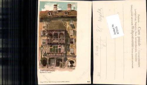 673155,Präge Lithographie Innsbruck Goldenes Dachl