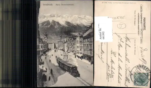 681592 tolle AK Innsbruck Maria Theresienstrasse Straßenbahn Dampfstraßenbahn Dampftram Tramway pub Gratl 3009