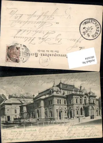 681654 tolle AK Gruss aus Innsbruck Stadttheater Theater Stadtsäle pub Fritz Gratl 4194 b