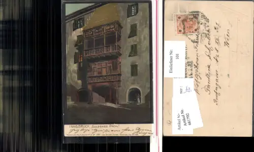 681792 Künstler Lithographie M. Zeno-Diemer Innsbruck Goldenes Dachl Herzog Friedrich Strasse