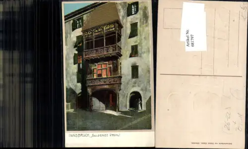 681797 Künstler Lithographie M. Zeno-Diemer Innsbruck Goldenes Dachl Herzog Friedrich Strasse