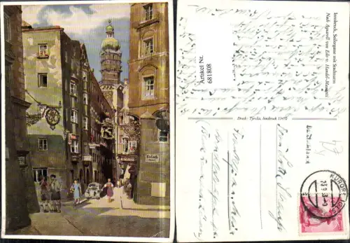 681808 Künstler AK Edo Handel-Mazzetti Innsbruck Goldenes Dachl Herzog Friedrich Strasse