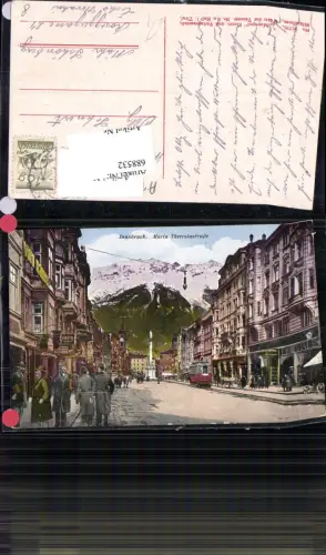 688532 Innsbruck Maria Theresienstraße Soldaten Straßenbahn gel. Mährisch Schönberg
