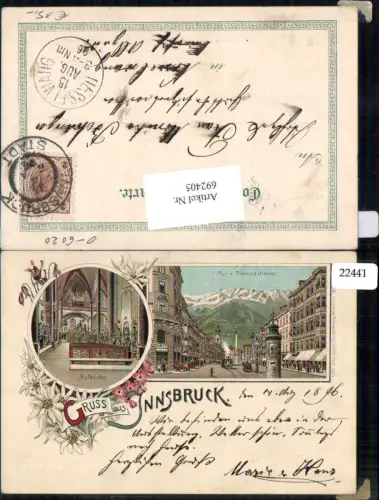 692405 tolle Lithographie Innsbruck Maria Theresienstraße pub Carl Otto Hayd 387