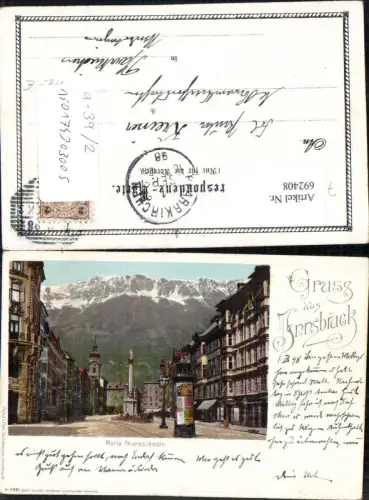 692408 tolle Lithographie Innsbruck Maria Theresienstraße pub Lautz e Isenbeck 3261
