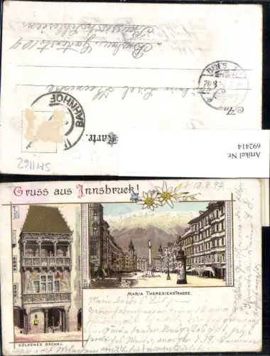 692414 tolle Lithographie Innsbruck Maria Theresienstraße 1897