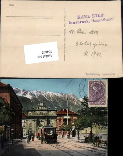 704602 Innsbruck Triumpfpforte Tram Tramway Straßenbahn
