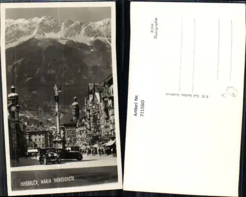 711160 Foto AK Innsbruck Maria Theresienstraße Annasäule Nordkette Automobile