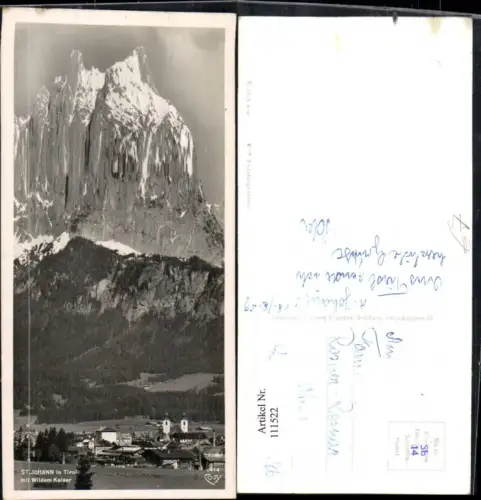 111522,St Johann i. Tirol m. Wilder Kaiser 1959 Bezirk Kitzbühel