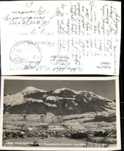 150467,Foto Ak Kitzbühel m. Übungswiese g. Kitzbüheler Horn Winteransicht