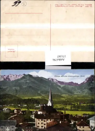 171547,Kössen Ortsansicht Kirche m. d. Kaisergebirge