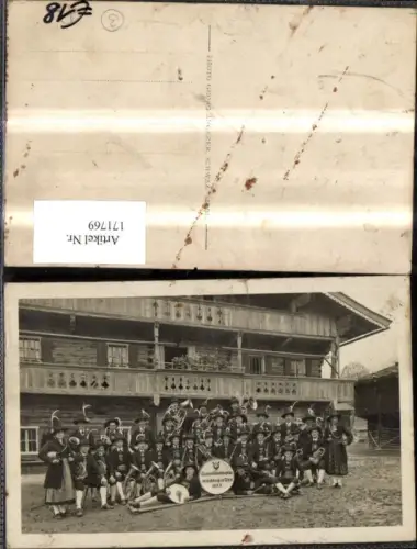 171769,Foto Ak Trachtenmusikkapelle Kirchberg i. Tirol Musikanten Tracht Hut m. Feder Typen Instrumente