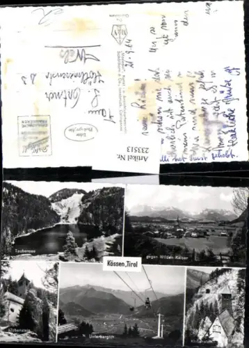 233513,Kössen Totale geg. Wilden Kaiser Taubensee Klobenstein Unterberglift Mehrbildkarte