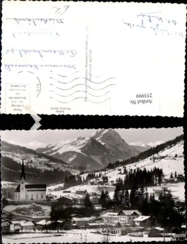 255999,Kirchberg in Tirol Teilansicht Kirche m. Großem Rettenstein Bergkulisse Winterbild