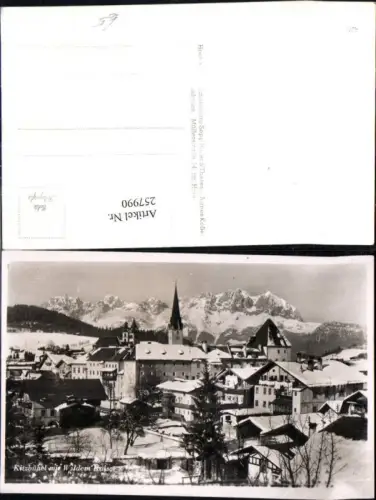 257990,Kitzbühel Teilansicht Turm m. Wilden Kaiser Bergkulisse Winterbild