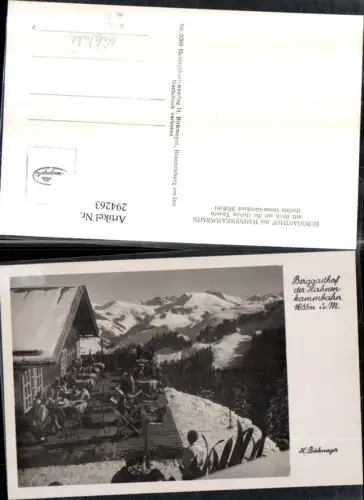 294263,Berggasthof der Hahnenkammbahn b. Kitzbühel Terrasse Bergkulisse Winterbild