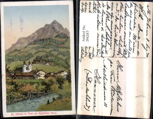 294287,Künstler AK G. Schmidt St. Johann in Tirol m. Kitzbüheler Horn Bergkulisse pub Kalophot 1757