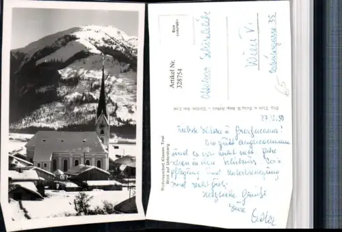 328754,Kössen Kirche m. Untersberg Winterbild