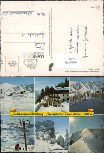 372382,Waidring Steinplatte Berglift Skifahrer Winterbilder Mehrbildkarte