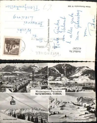 413297,Kitzbühel Totale Hahnenkamm Seilbahn Winterbilder Mehrbildkarte