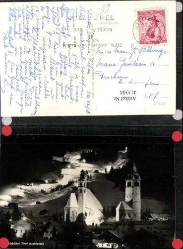 413304,Kitzbühel Teilansicht Kirche Nachtpiste Beleuchtung