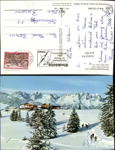 413329,Kirchberg Alpengasthof Maierl geg. Wilden Kaiser Bergkulisse Winterbild