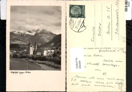 436389,Kitzbühel Teilansicht Kirche Bergkulisse
