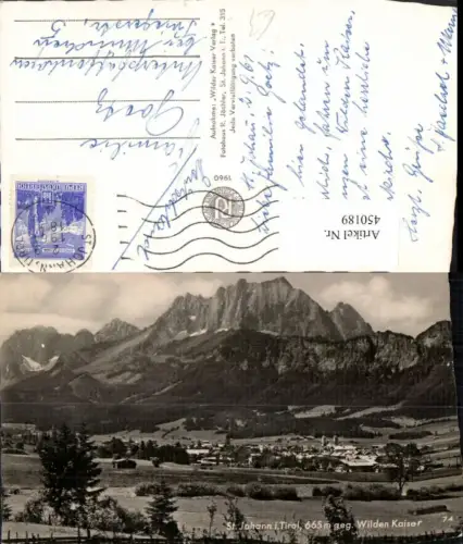 450189,St. Johann in Tirol Totale geg. Wilden Kaiser Bergkulisse
