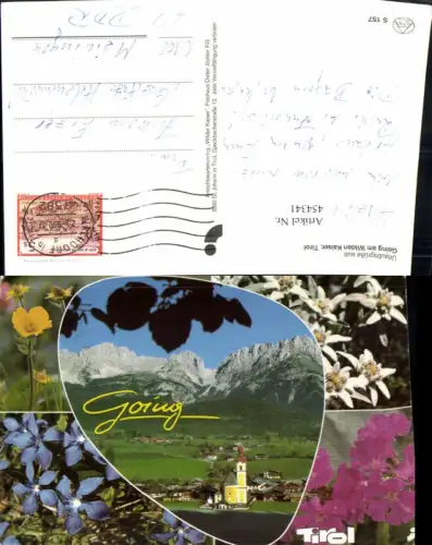 454341,Going am Wilden Kaiser Totale Blumen Edelweiß Mehrbildkarte