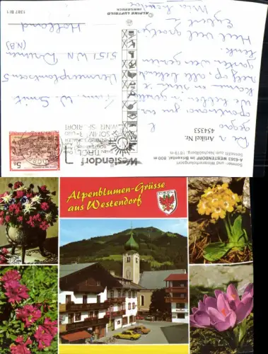 454353,Westendorf im Brixental Kirche Blumen Mehrbildkarte pub Alpine Luftbild 1387