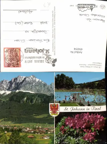 454354,St. Johann in Tirol Totale Freibad Blumen Mehrbildkarte