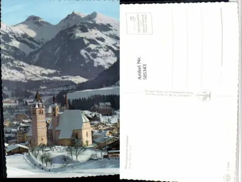 505343,Kitzbühel Teilansicht Kirche Bergkulisse Winterbild