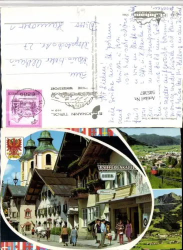 505387,St. Johann in Tirol Totale Bergbahn Raiffeisenkasse Bank Mehrbildkarte