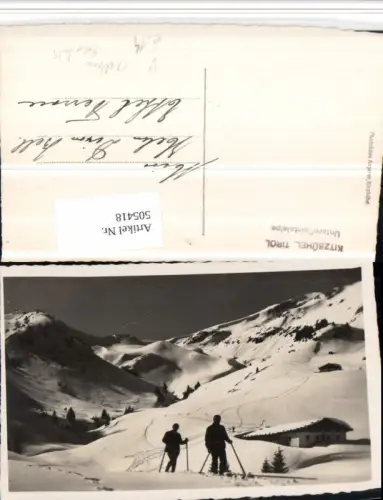 505418,Seltene Foto AK Kitzbühel Untere Reintalalpe Skifahrer pub Angerer
