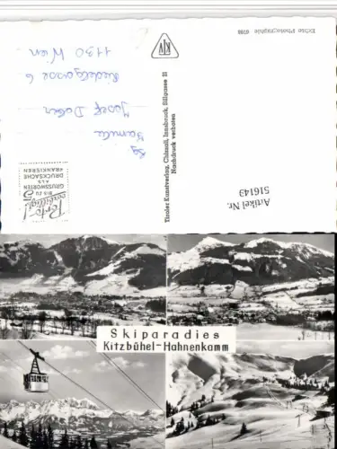 516149,Kitzbühel Hahnenkamm Totale Seilbahn Winterbilder Mehrbildkarte