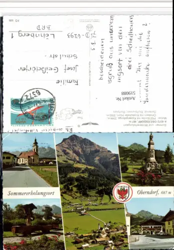 519088,Oberndorf Totale Kirche Brunnen Mehrbildkarte pub Alpine Luftbild 509