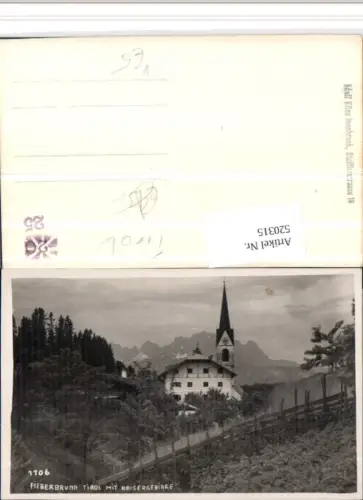 520315,Fieberbrunn Kirche m. Kaisergebirge Bergkulisse pub Adolf Künz