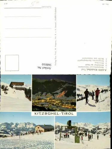 568010,Mehrbild Ak Kitzbühel b. Nacht Ski Schi Wintersport
