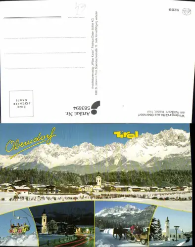 583694,Mehrbild Ak Oberndorf in Tirol m. Wildem Kaiser Winteransicht Pferdeschlitten Sessellift