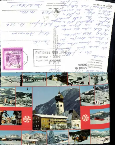 583698,Mehrbild Ak Oberaurach Aurach bei Kitzbühel Winteransicht Pferdeschlitten Kirche
